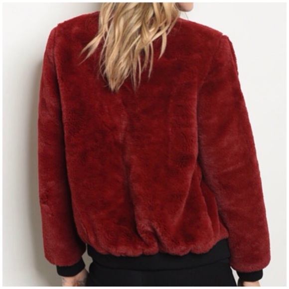 WINE FUR BOMBER JACKET - Picture 2 of 4